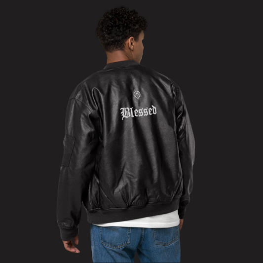 Crown - Blessed Leather Bomber Jacket